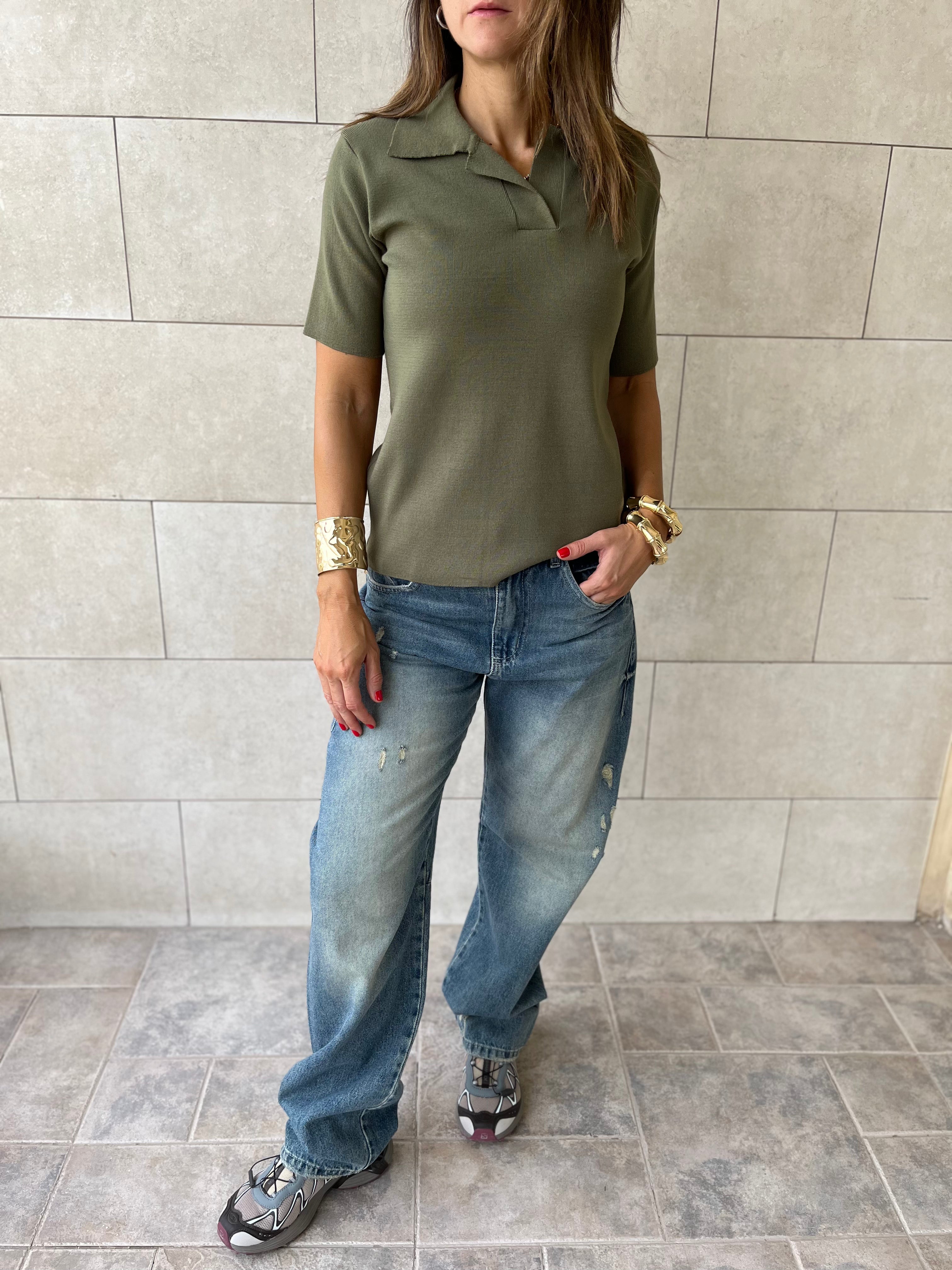 Olive Signature Must Have Collard Knit Polo