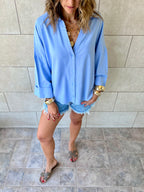 Baby Blue Basic V Essential Shirt
