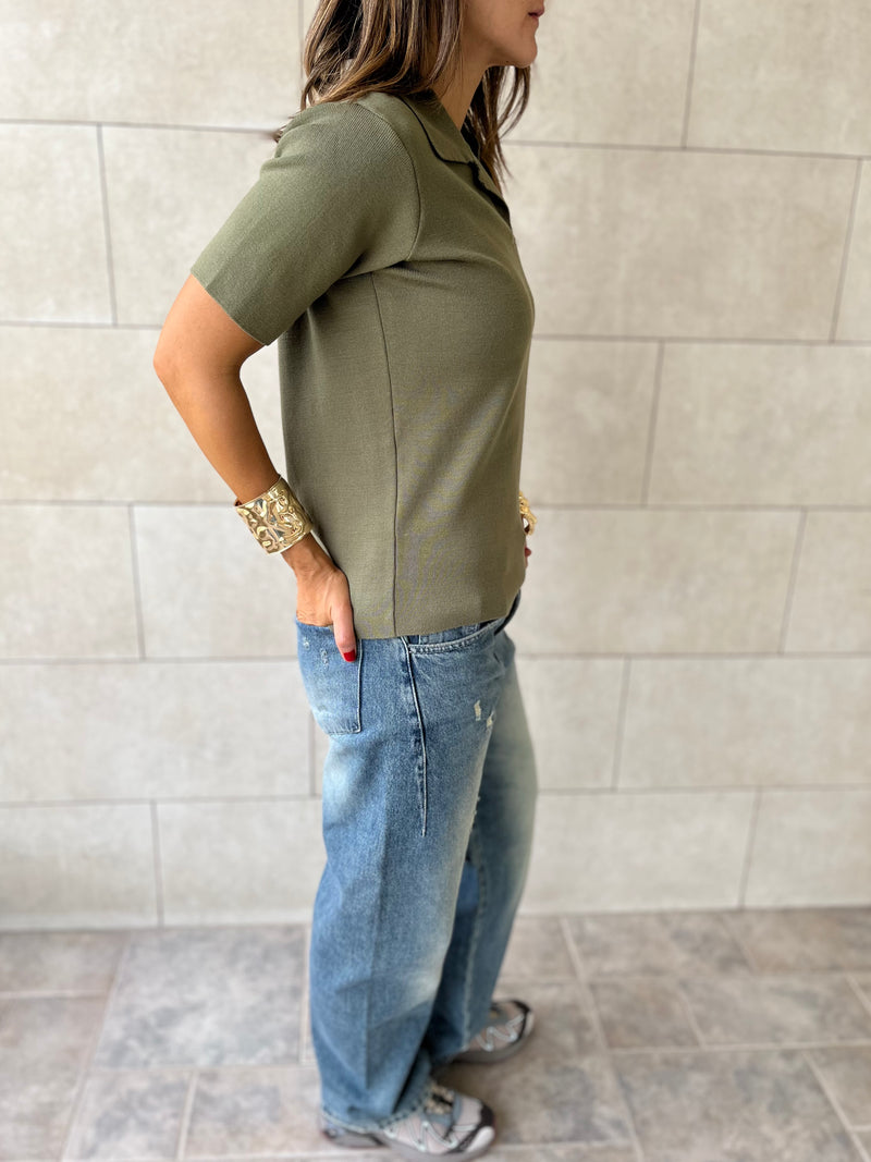 Olive Signature Must Have Collard Knit Polo