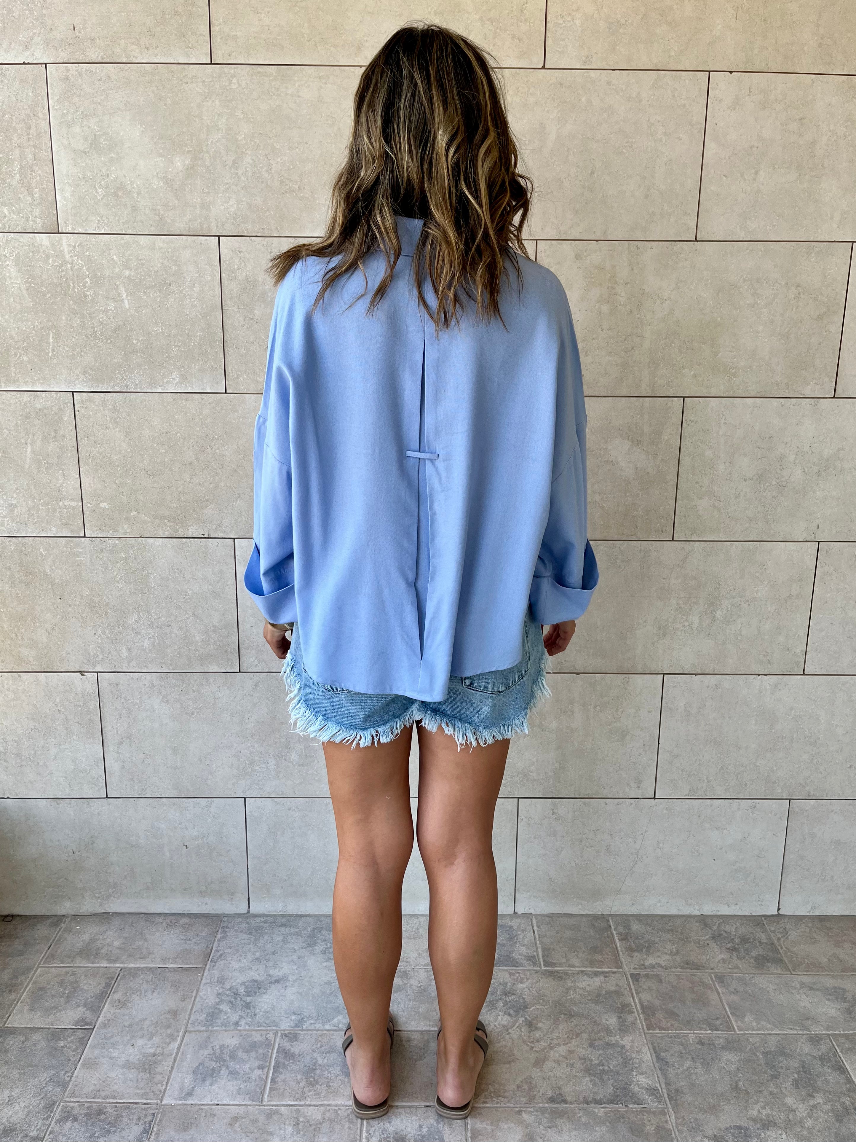 Baby Blue Basic V Essential Shirt