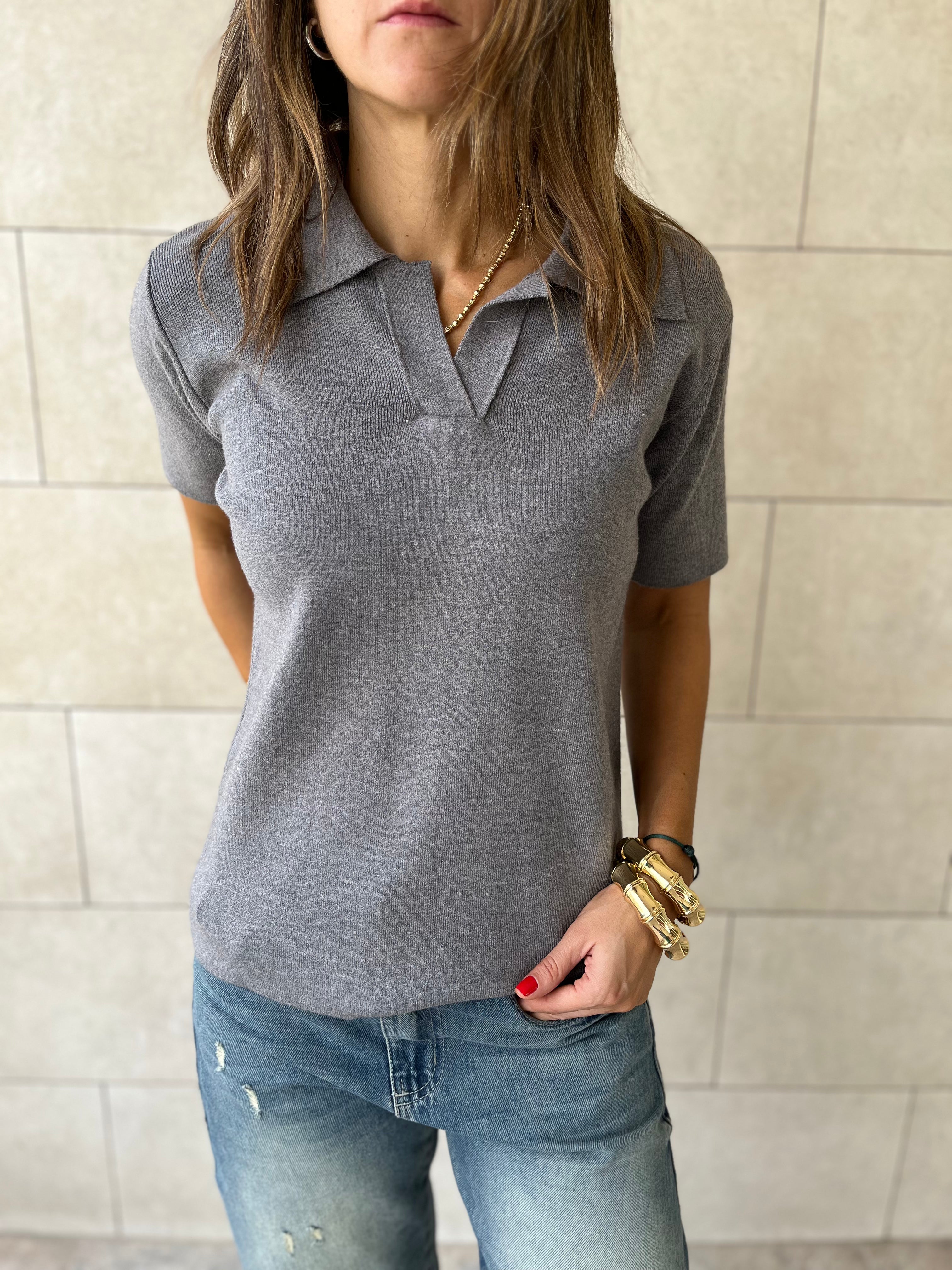 Grey Signature Must Have Collard Knit Polo