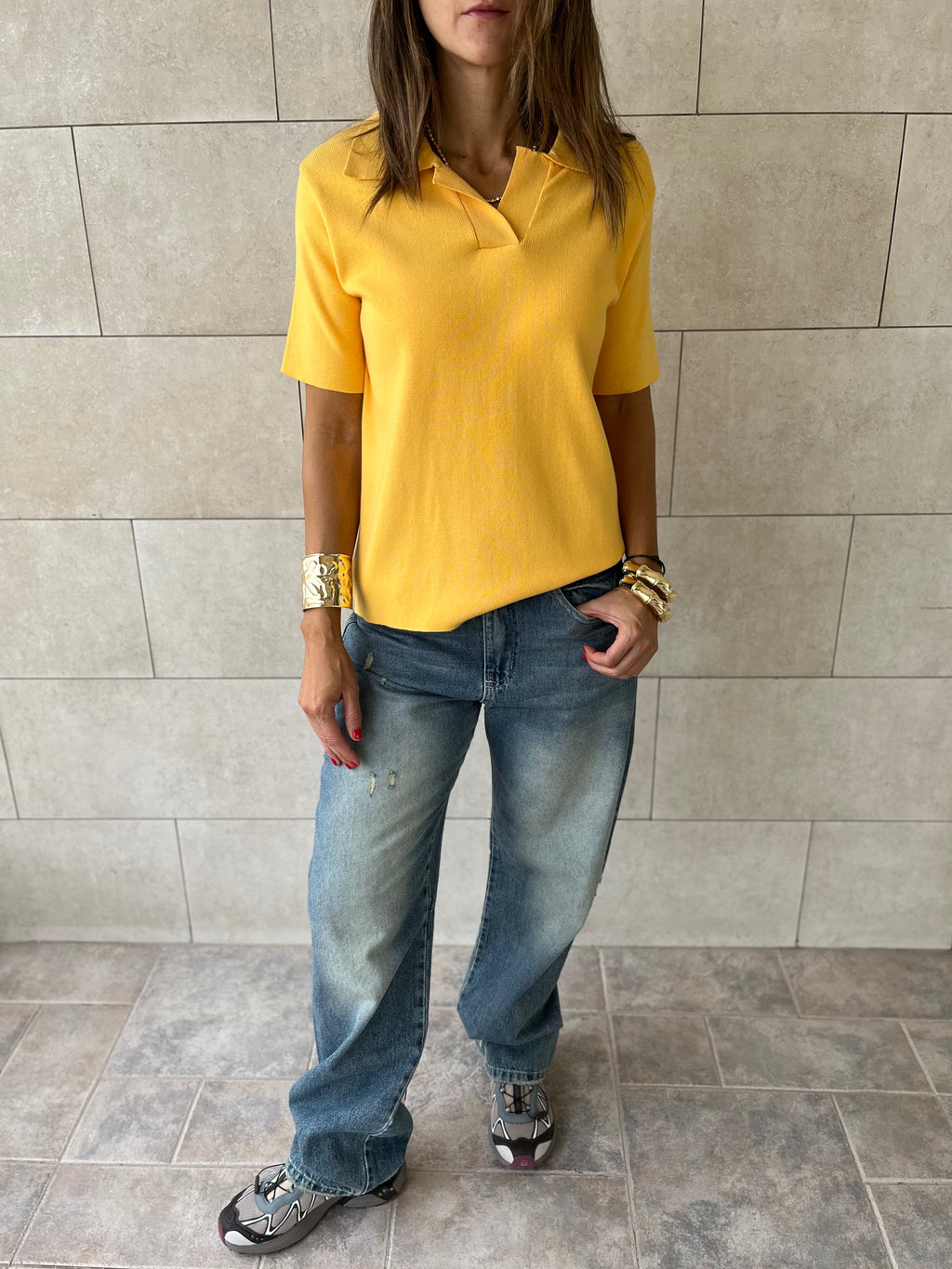 Yellow Signature Must Have Collard Knit Polo