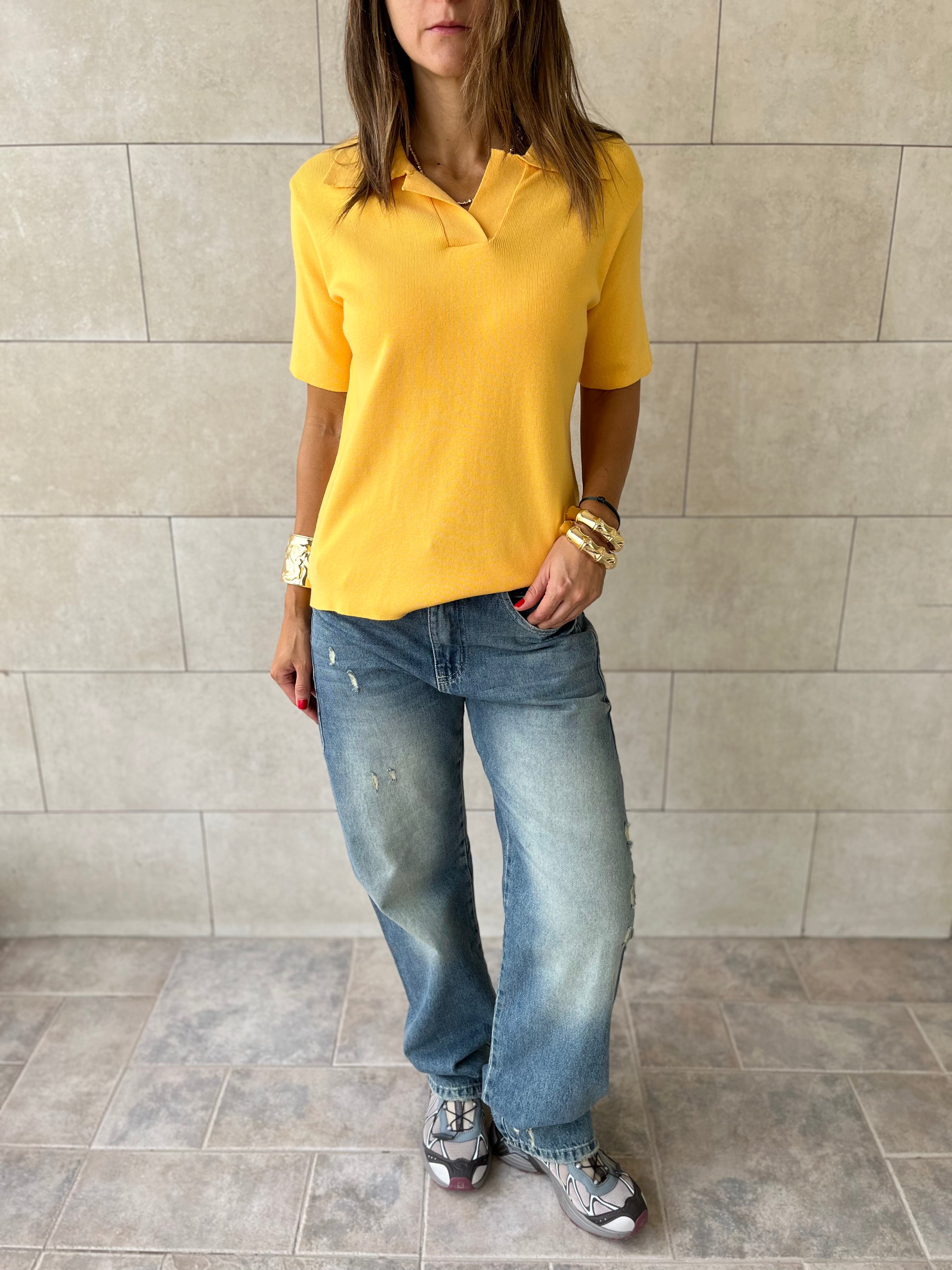 Yellow Signature Must Have Collard Knit Polo