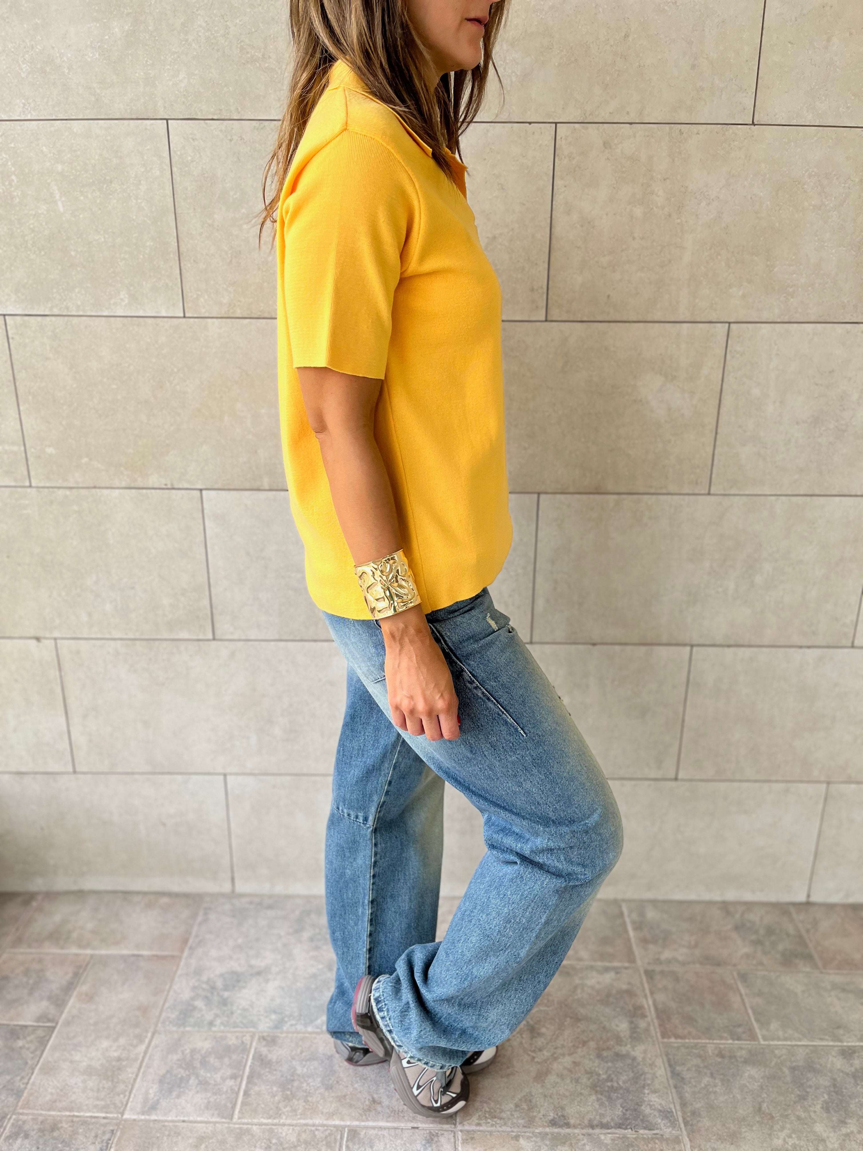 Yellow Signature Must Have Collard Knit Polo