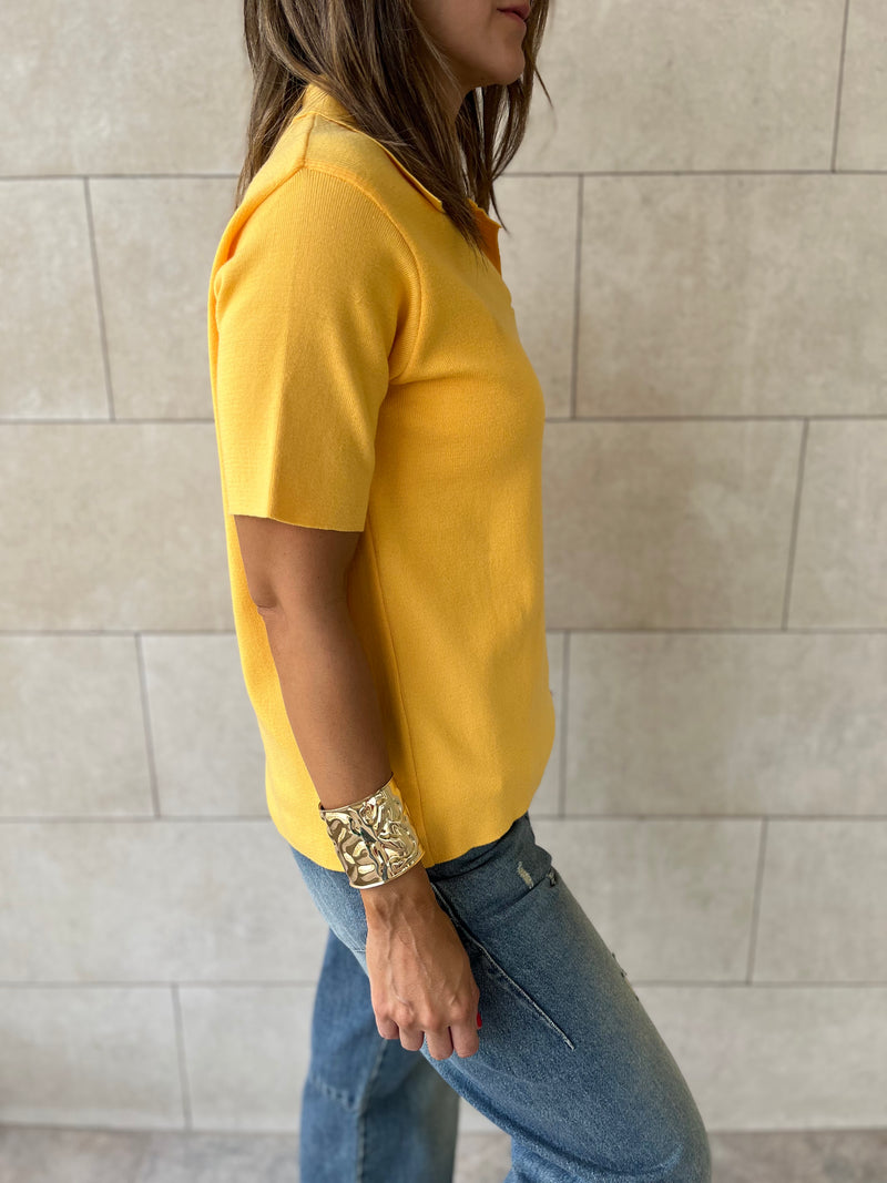 Yellow Signature Must Have Collard Knit Polo