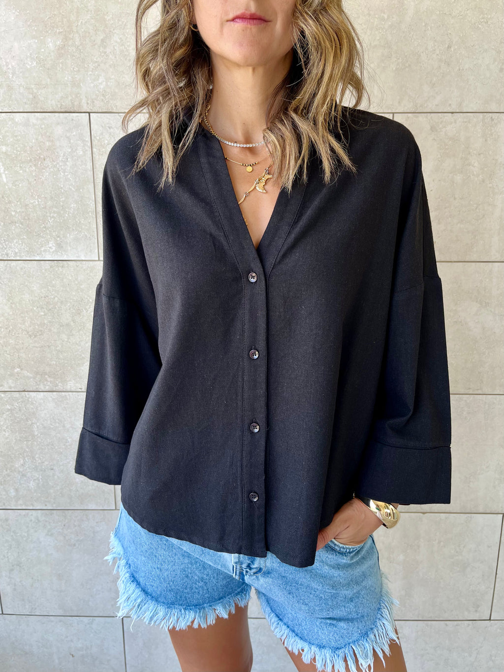 Black Basic V Essential Shirt