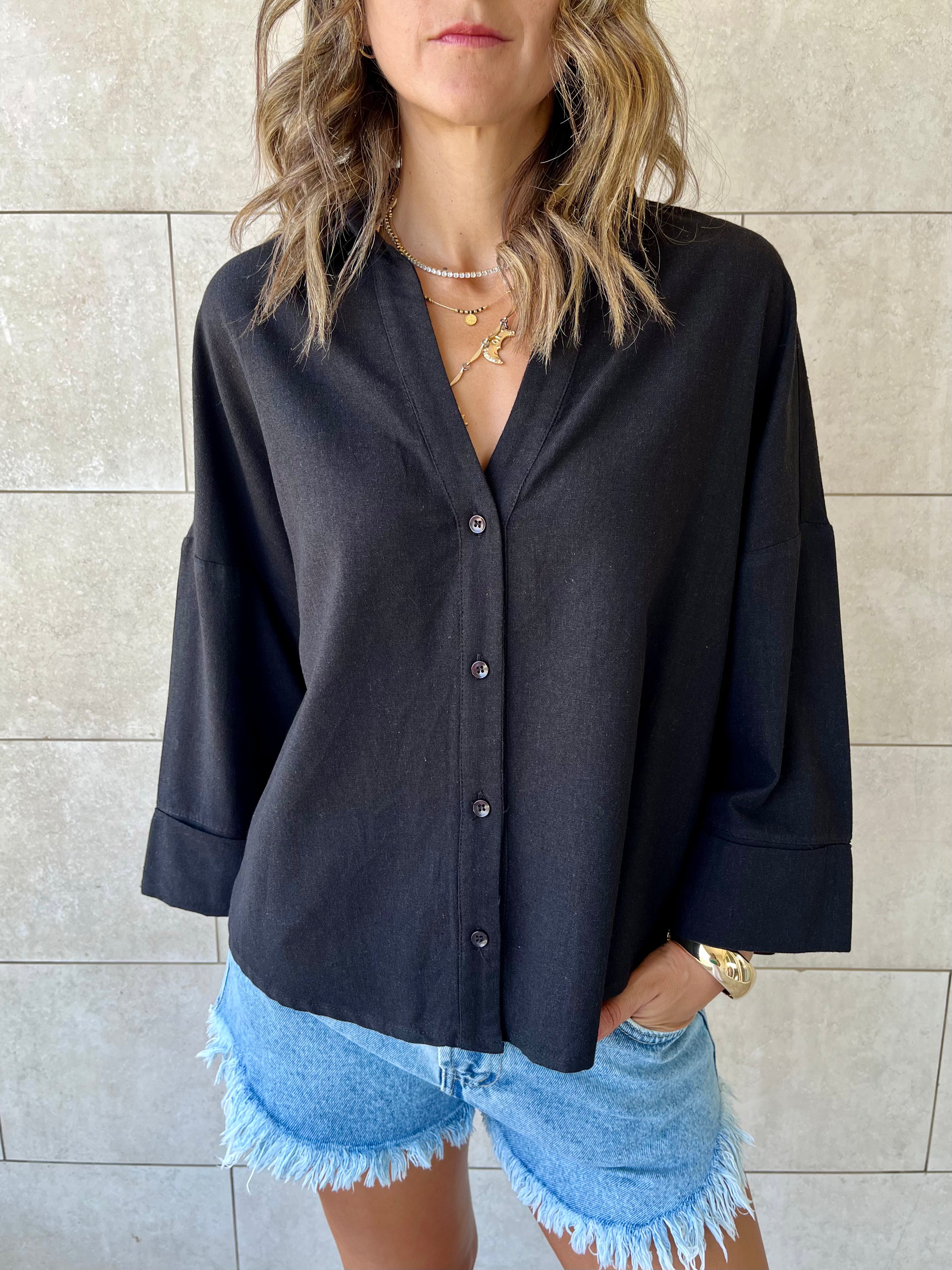 Black Basic V Essential Shirt