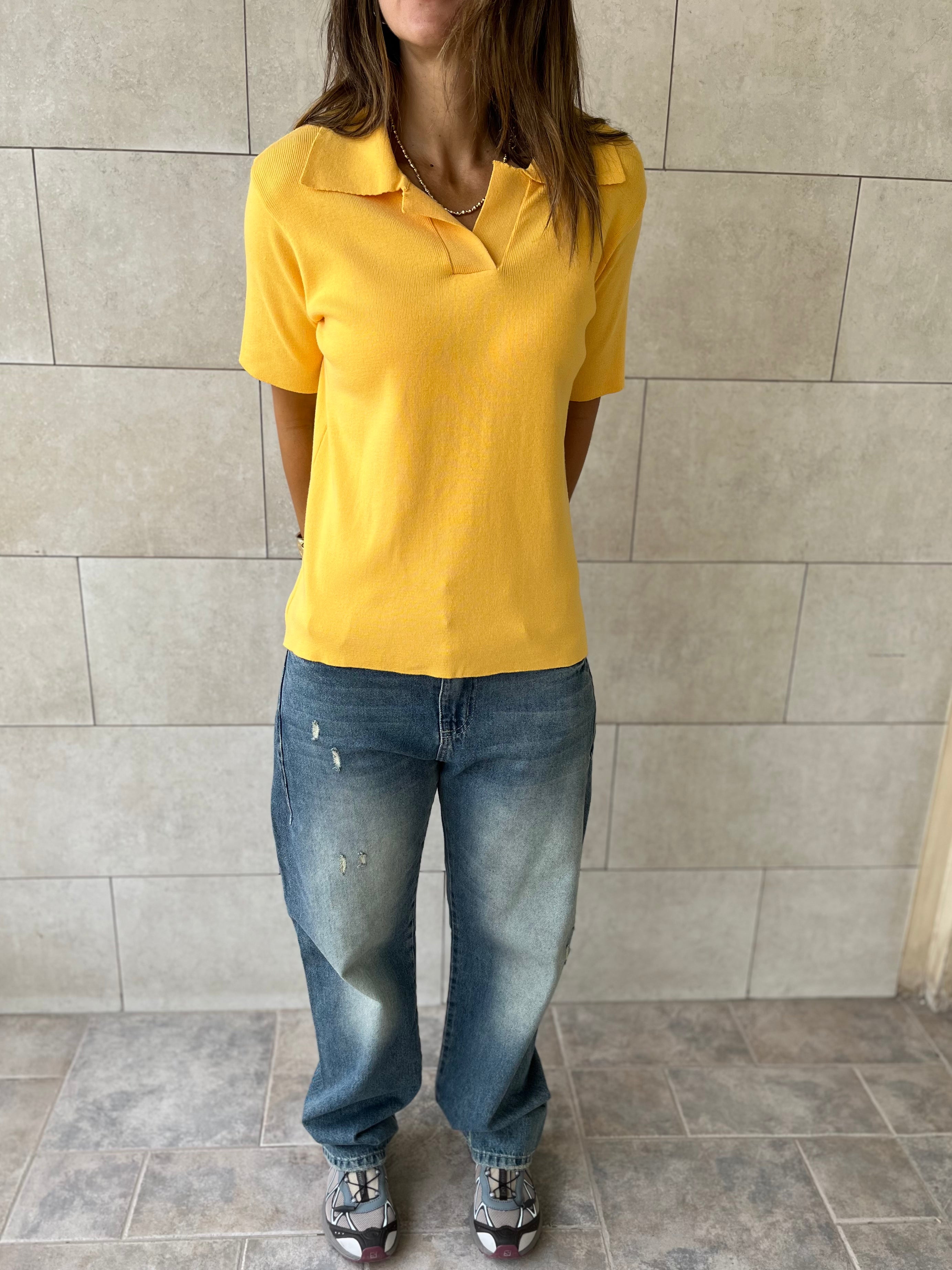 Yellow Signature Must Have Collard Knit Polo