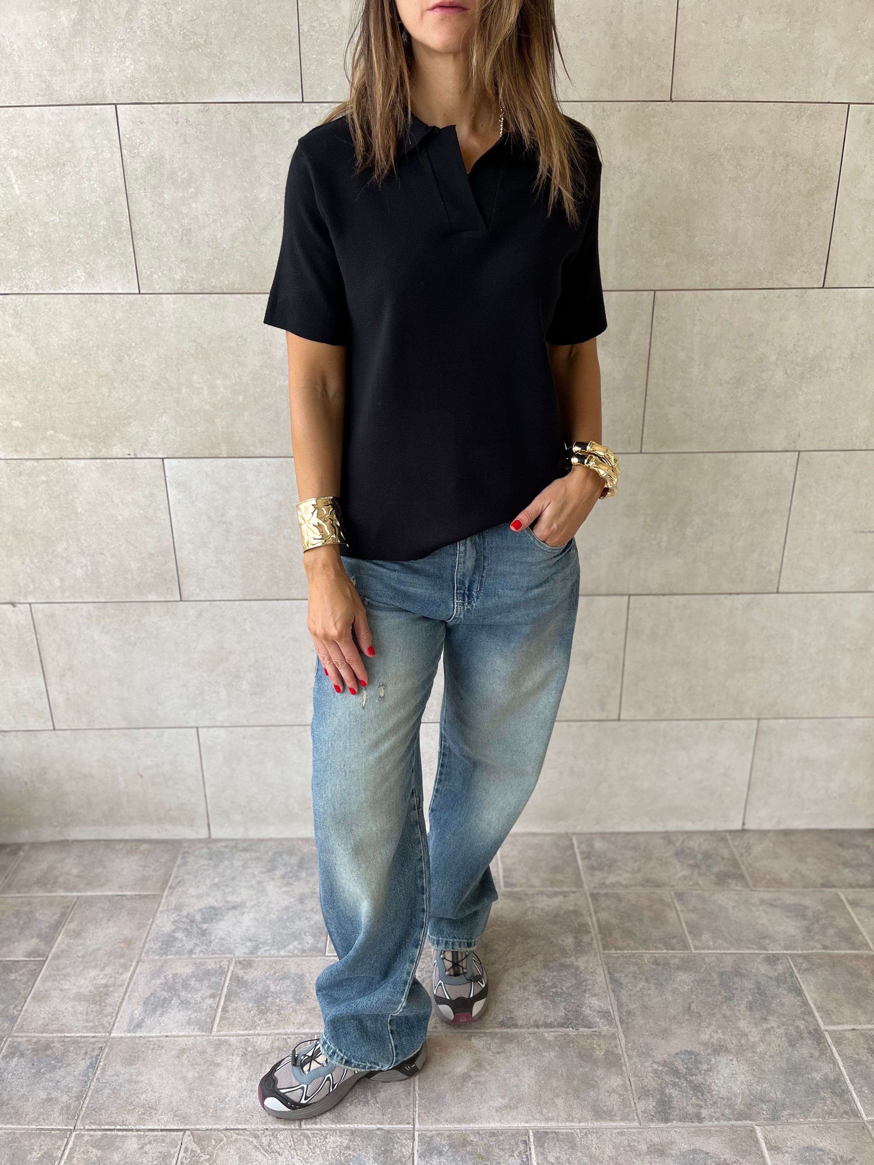 Black Signature Must Have Collard Knit Polo