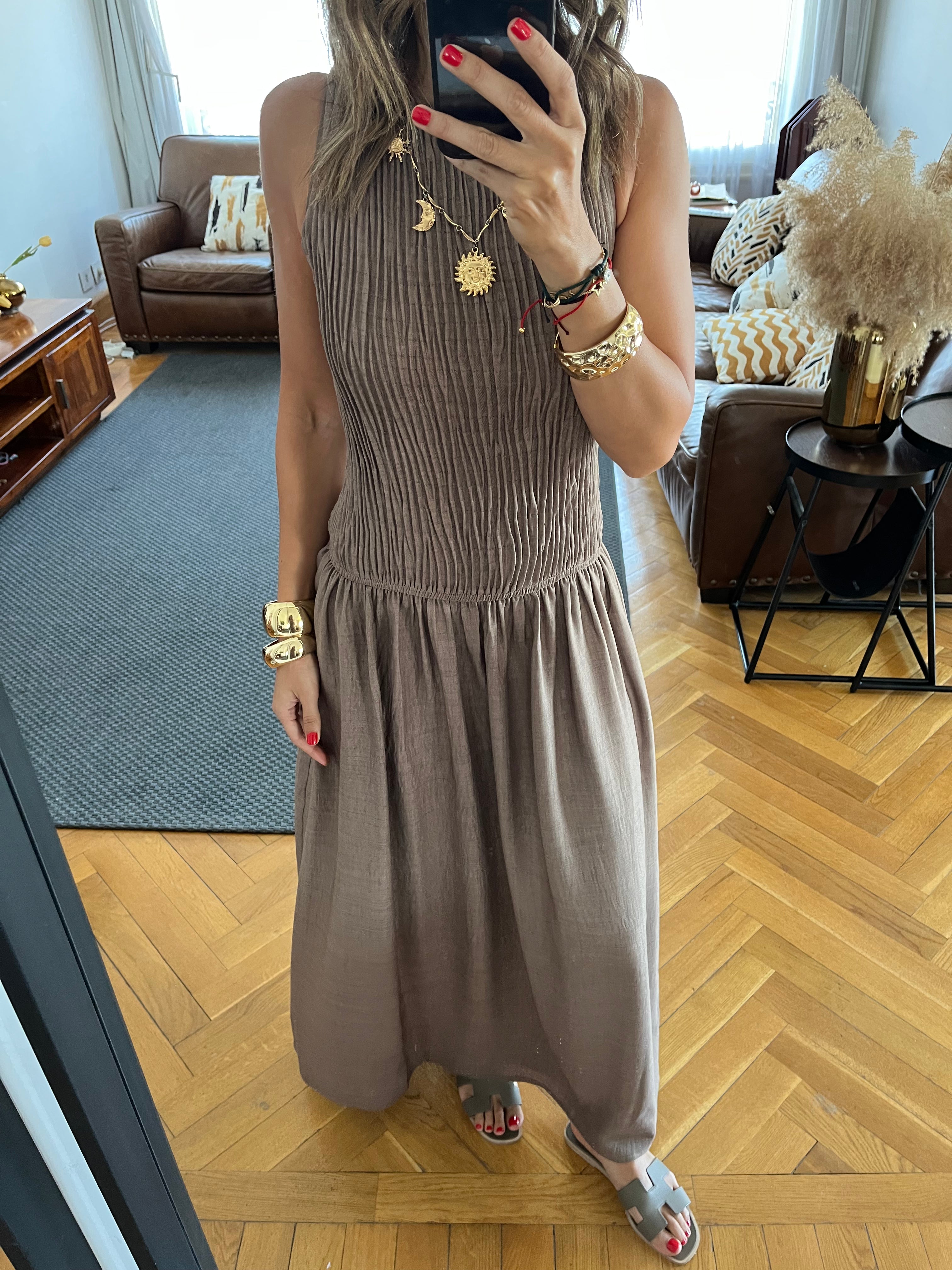 Cafe Crinkle Sleeveless  Dress