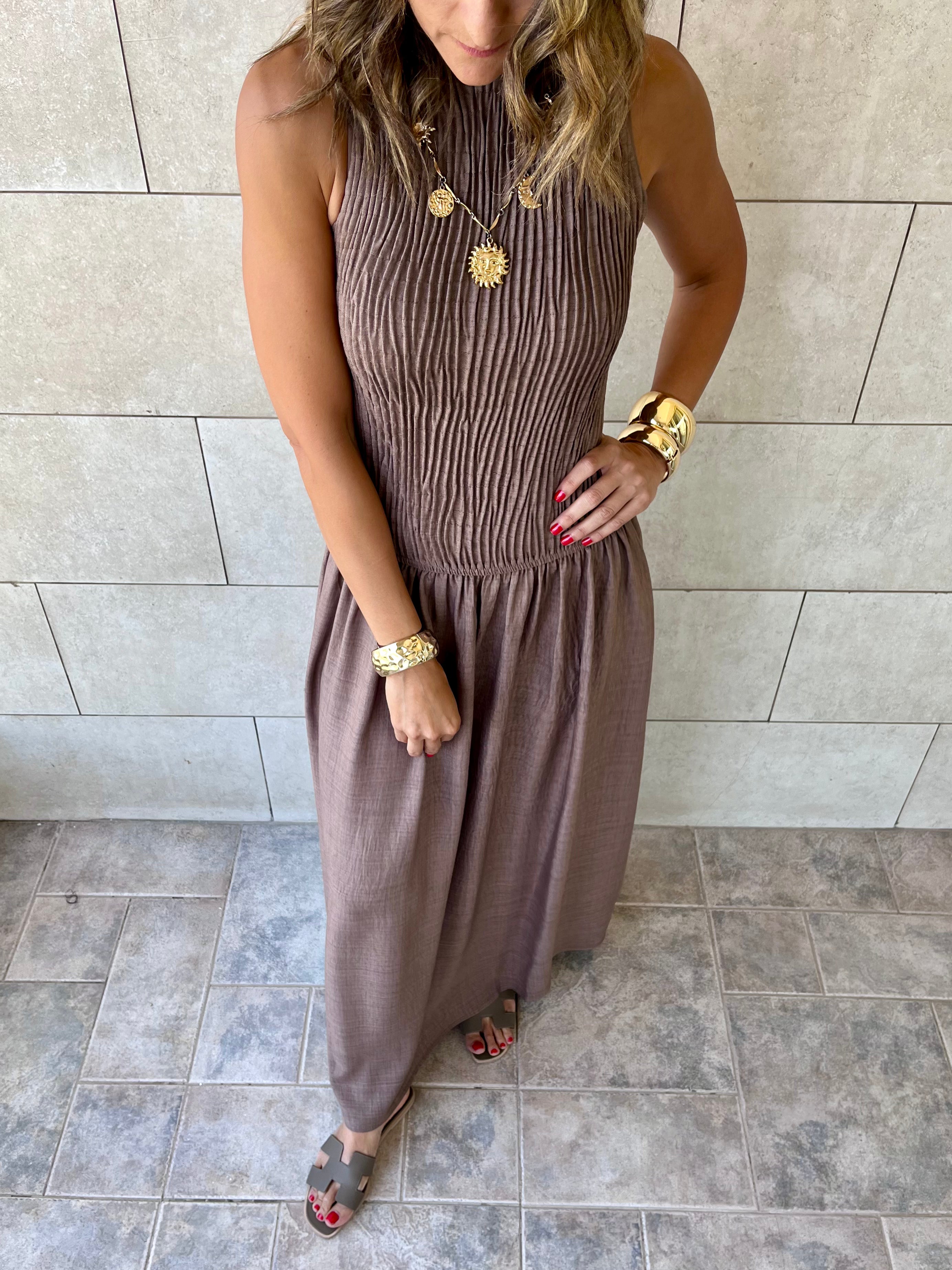 Cafe Crinkle Sleeveless  Dress