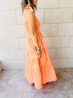Orange Ribbon Strap Tiered Dress