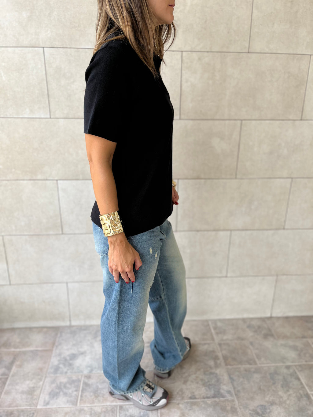 Black Signature Must Have Collard Knit Polo