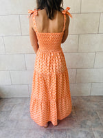Orange Ribbon Strap Tiered Dress