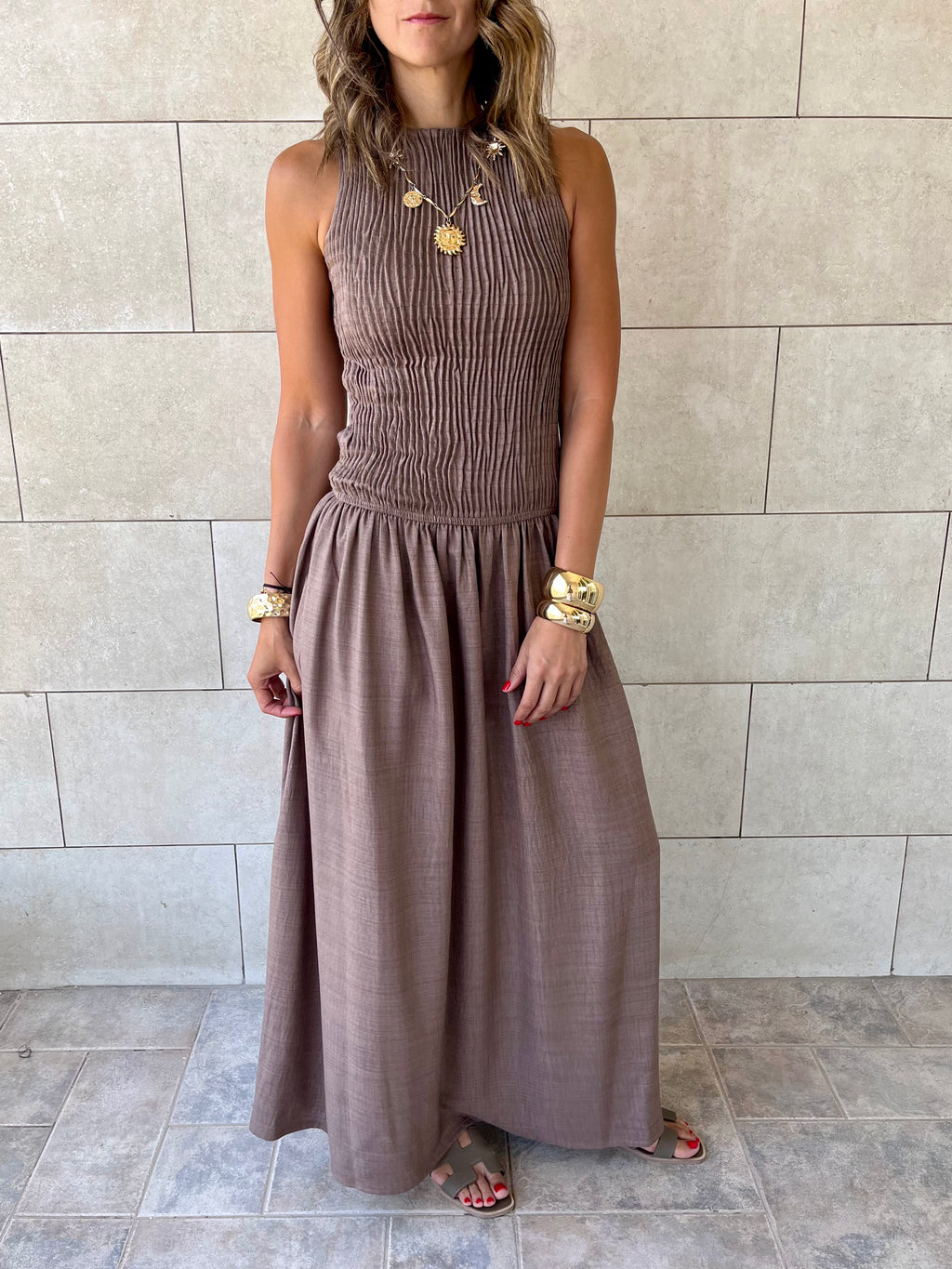 Cafe Crinkle Sleeveless  Dress