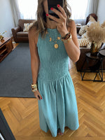 Baby Blue Crinkle Sleeveless  Dress