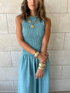 Baby Blue Crinkle Sleeveless  Dress