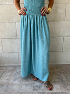 Baby Blue Crinkle Sleeveless  Dress