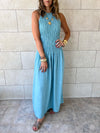 Baby Blue Crinkle Sleeveless  Dress