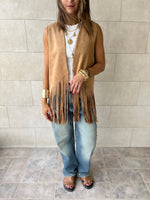 Camel Fringe Summer Suede Vest