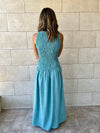 Baby Blue Crinkle Sleeveless  Dress