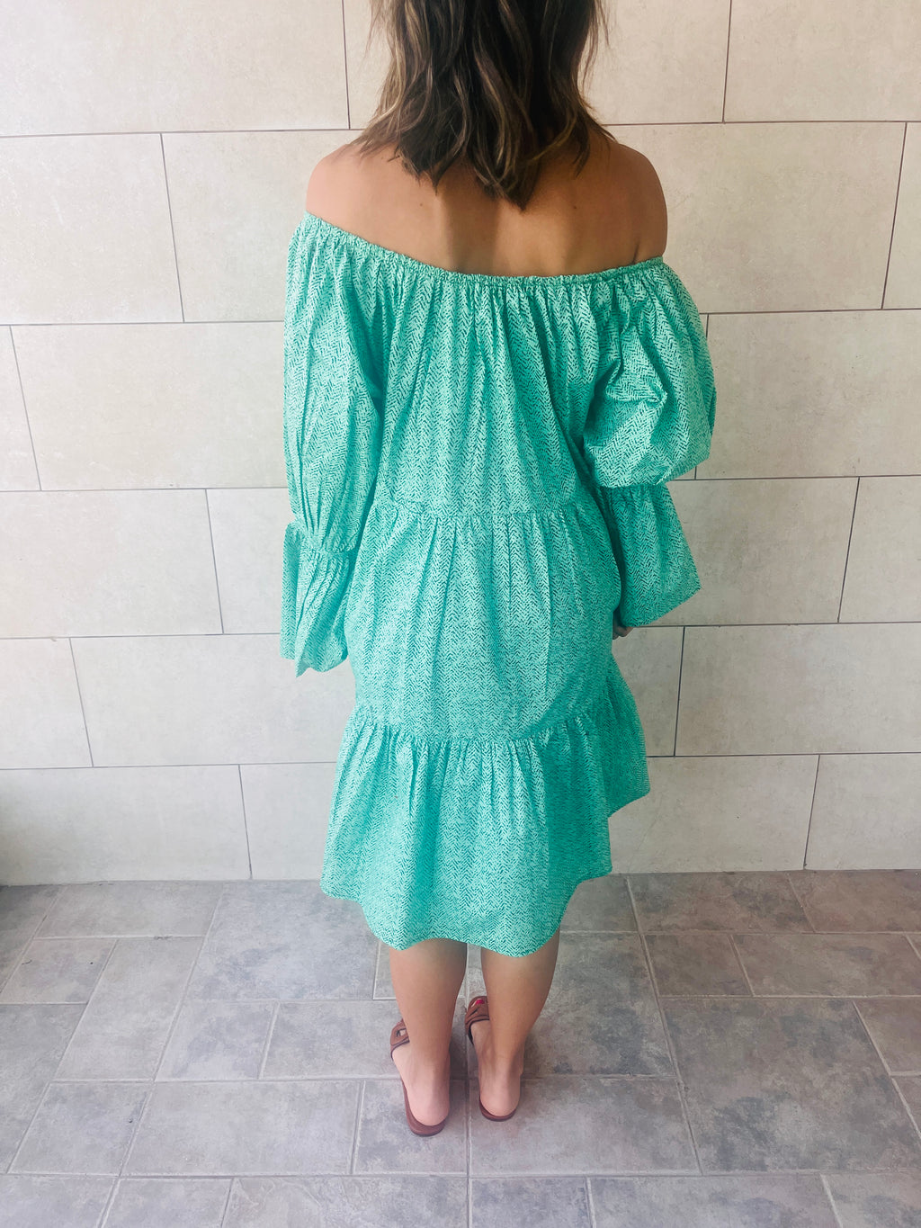 Green Holiday Over Shoulder Midi