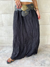 Black Crinkled Bohemian Skirt
