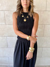 Black Crinkle Sleeveless  Dress