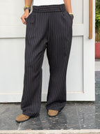 Black Striped Main Office Pants