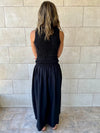Black Crinkle Sleeveless  Dress