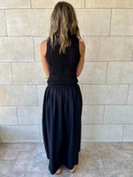Black Crinkle Sleeveless  Dress