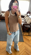 Cafe 101 interknit Colorblock Top