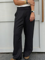 Black Striped Main Office Pants