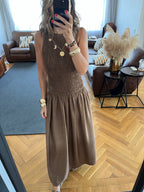 Rust Crinkle Sleeveless  Dress