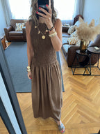 Rust Crinkle Sleeveless  Dress