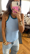 Baby Blue 101 interknit Colorblock Top