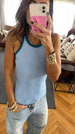 Baby Blue 101 interknit Colorblock Top