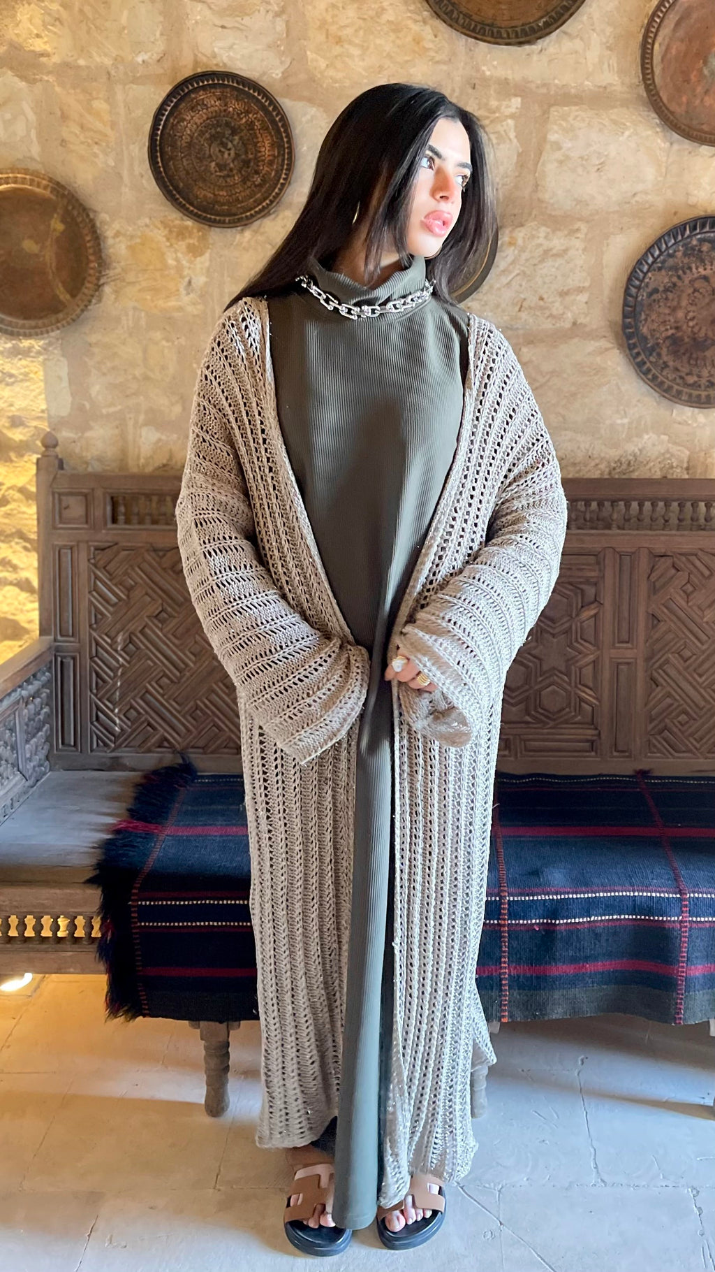 Beige Silver shimmery Kimono