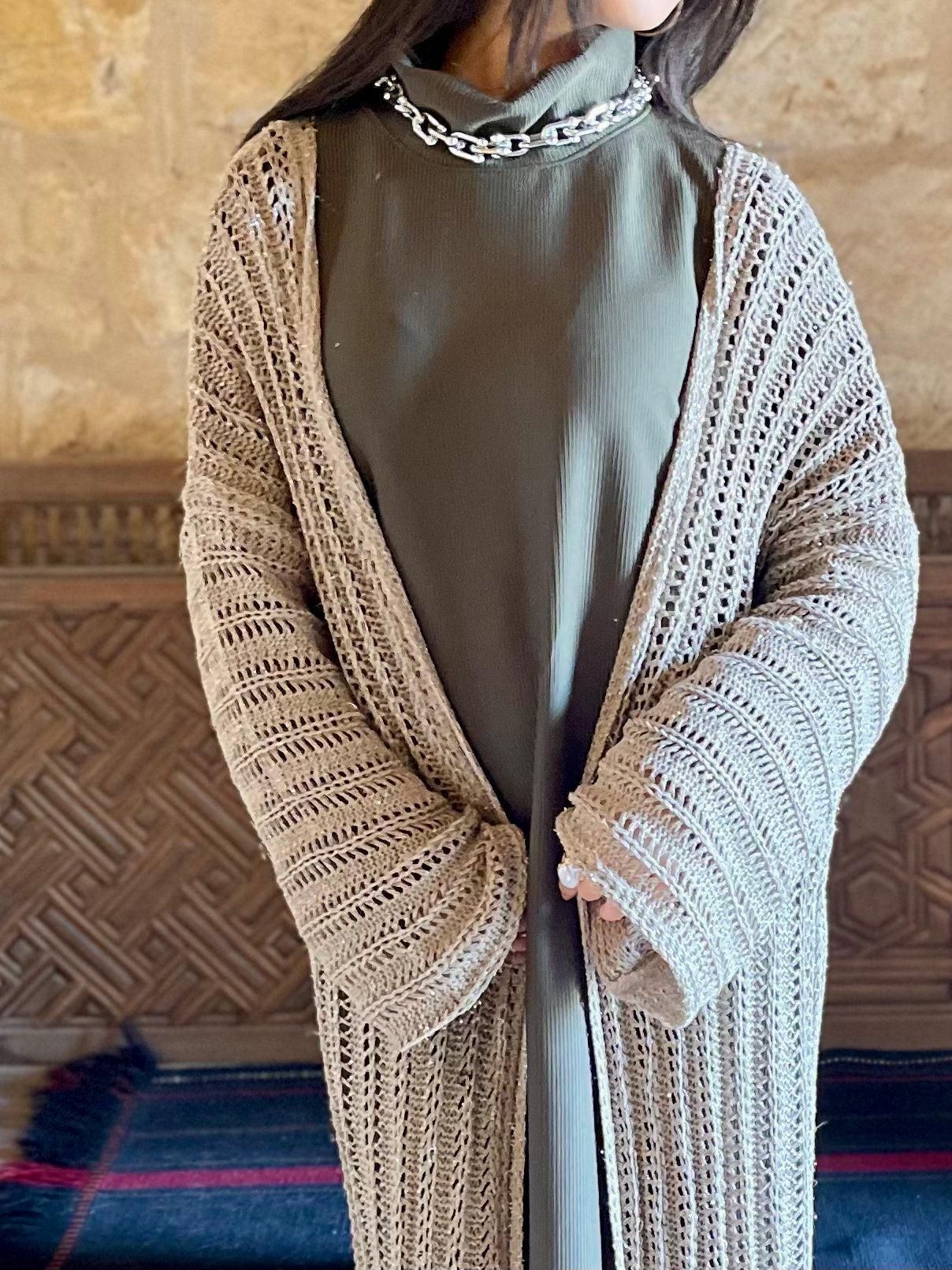 Beige Silver shimmery Kimono