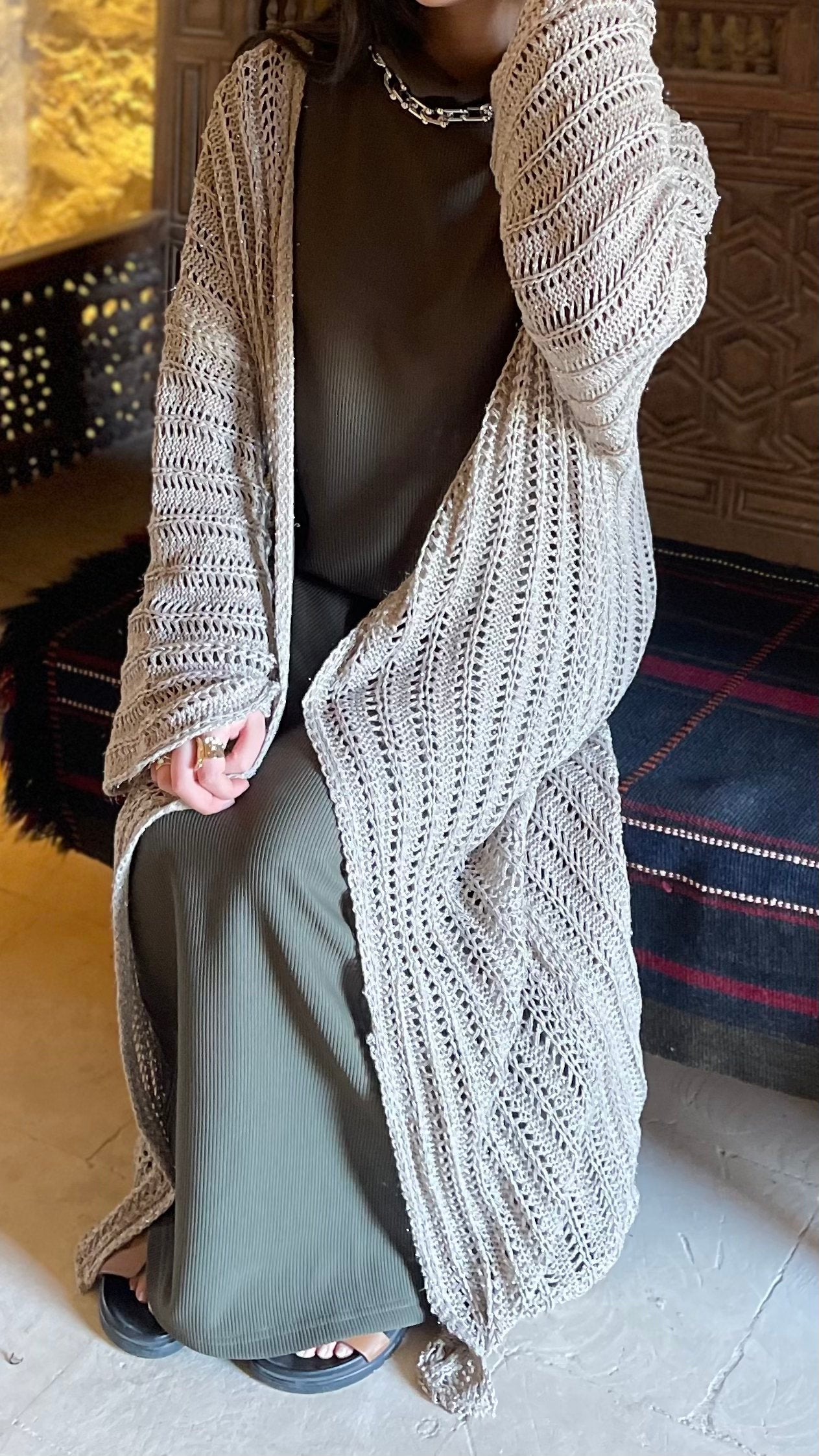 Beige Silver shimmery Kimono