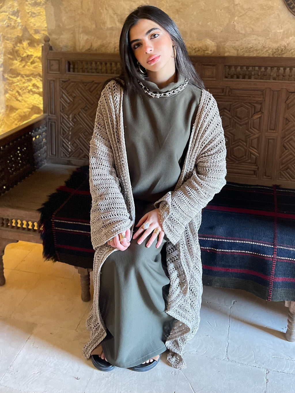 Beige Silver shimmery Kimono