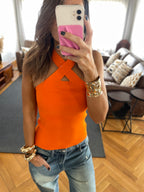 Orange Criss Cross Tank Top