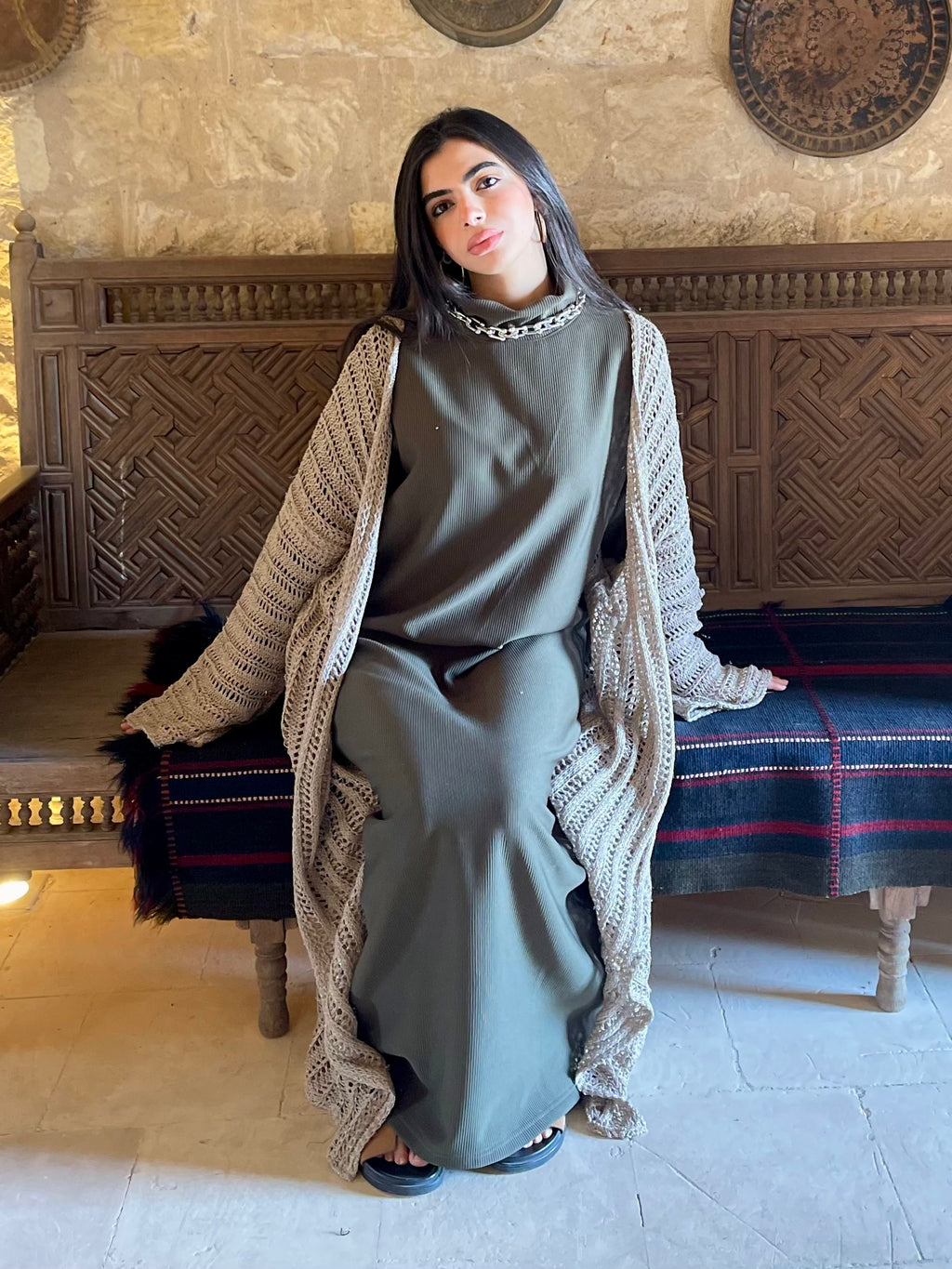 Beige Silver shimmery Kimono