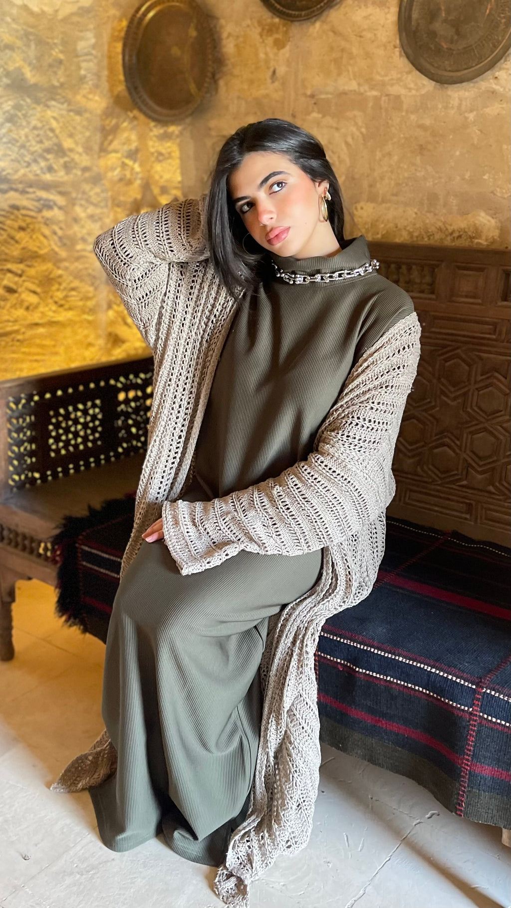 Beige Silver shimmery Kimono