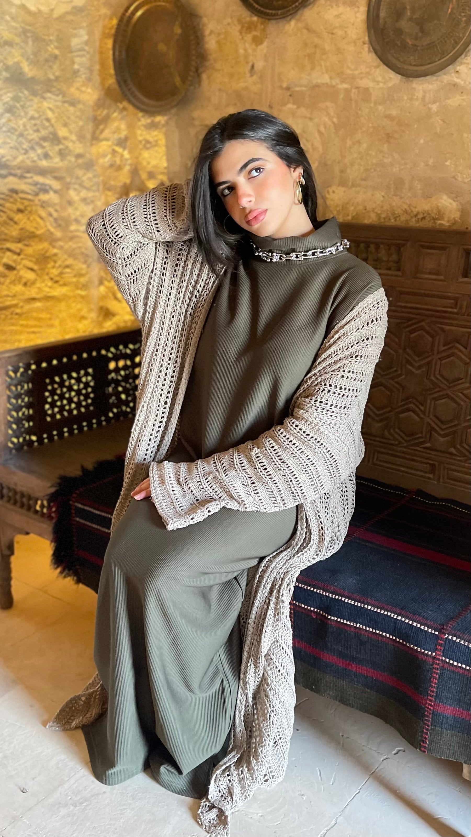 Beige Silver shimmery Kimono