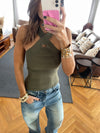 Olive Criss Cross Tank Top