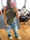 Olive Criss Cross Tank Top