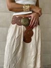 Beige Crinkled Bohemian Skirt