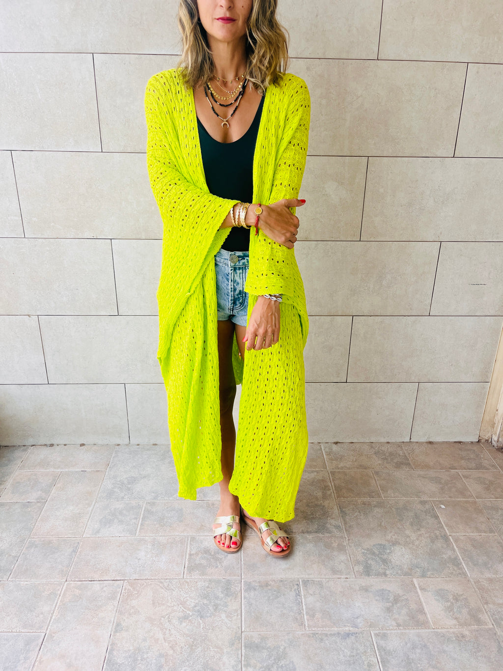 Lime Back Detailed Crochet Coverup