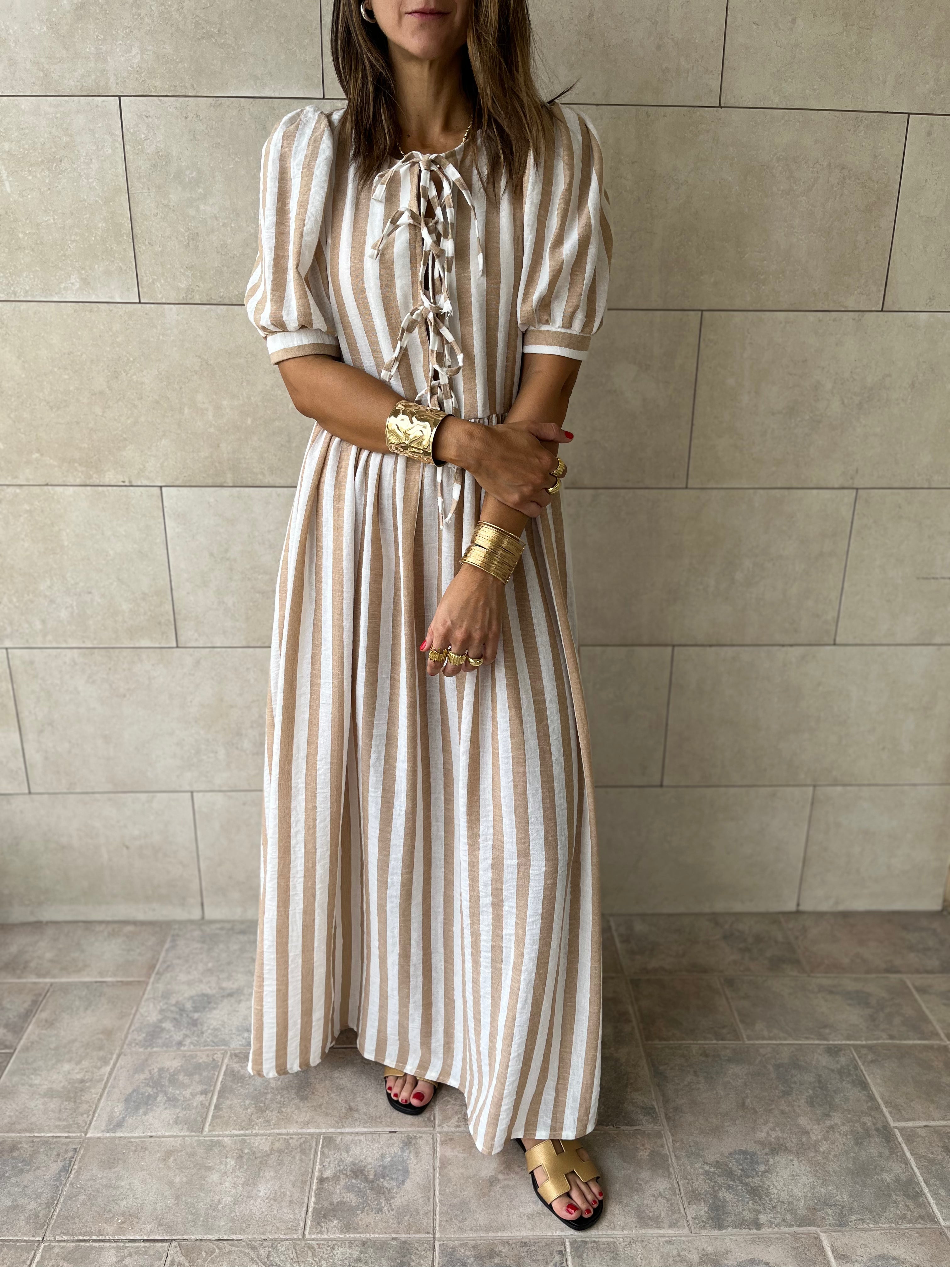 Cafe Cottage Core Front Tie Dress